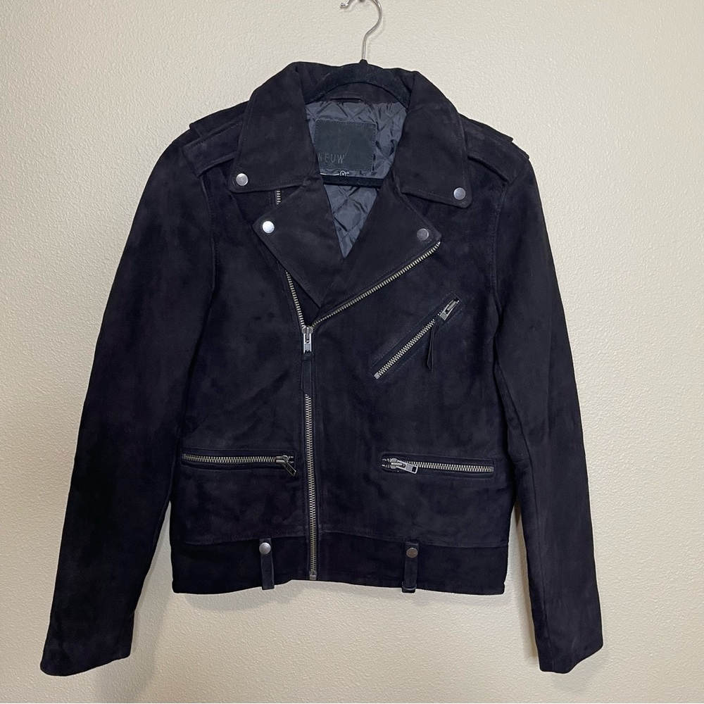 NEUW Night Jacket In Black Suede Size M NWT